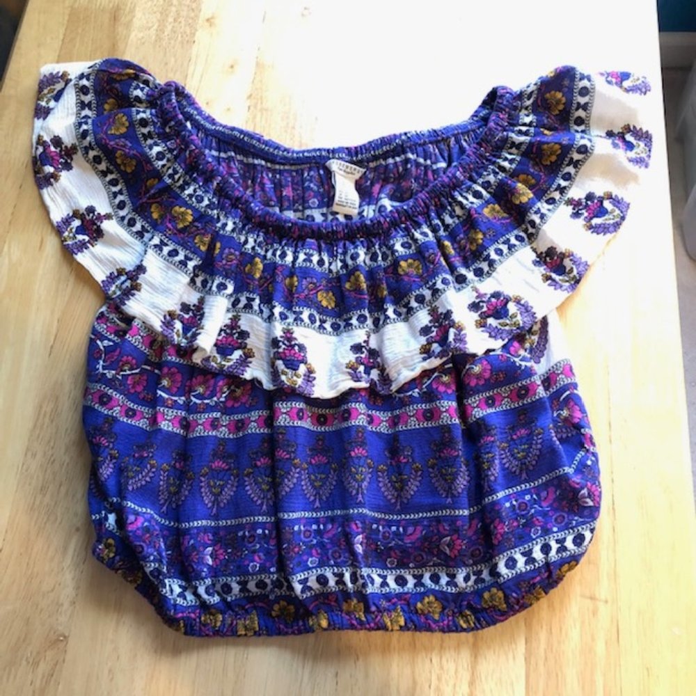 Forever 21 Boho Crop Top Purple White Size M